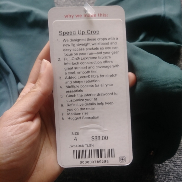 lululemon speed up crops - BRAND NEW SZ4 - Picture 3 of 3